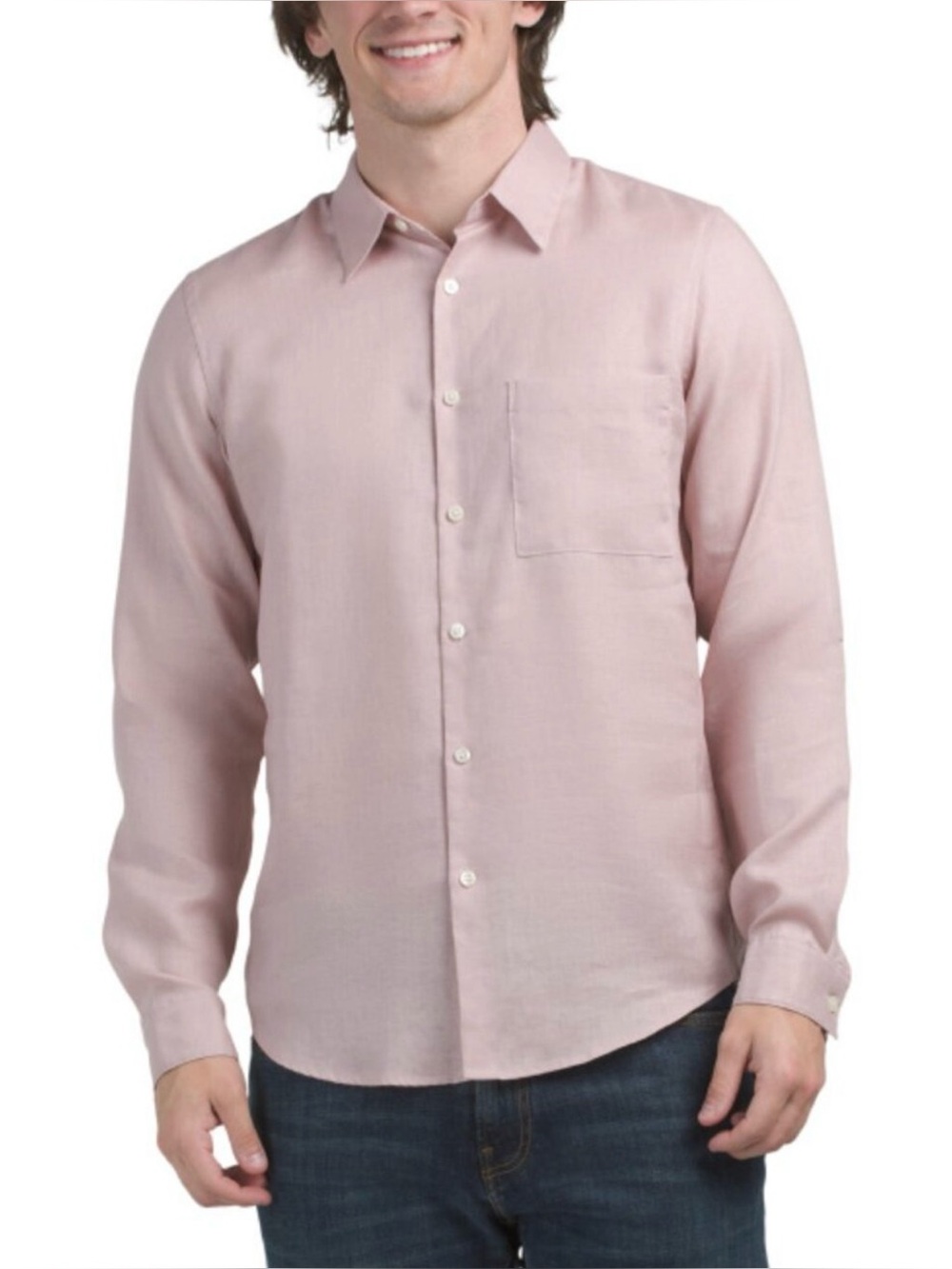 NWT $225 Theory Men’s Irving Long-Sleeve Linen Shirt Viola Pink XL Button Down